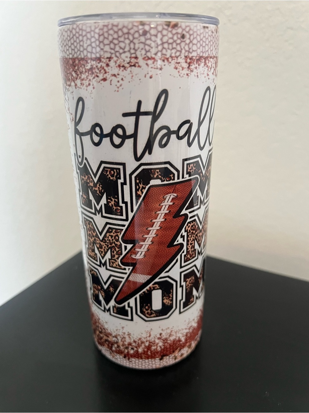 Football Mom Stainless Steel Tumbler - White and Brown